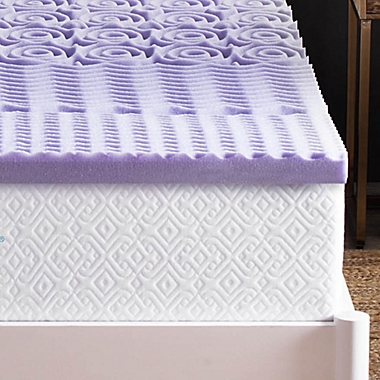 Lucid 2-Inch 5-Zone Lavender-Infused Memory Foam Queen Mattress Topper in Purple. View a larger version of this product image.