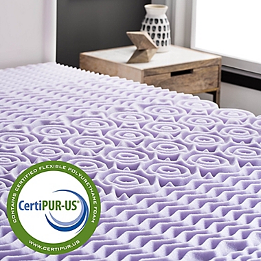 Lucid 2-Inch 5-Zone Lavender-Infused Memory Foam Queen Mattress Topper in Purple. View a larger version of this product image.