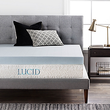Lucid 4-Inch Gel Infused Memory Foam Queen Mattress Topper in Purple. View a larger version of this product image.