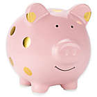 Alternate image 0 for Pearhead&trade; Large Ceramic Polka Dot Piggy Bank in Pink/Gold