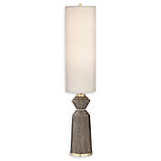 Pacific Coast Lighting Column Floor Lamp in Brown with Faux Silk Fabric Shade