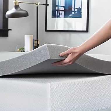 Lucid Memory Foam 3-Inch Full Mattress Topper in Grey. View a larger version of this product image.