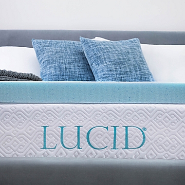 Lucid Memory Foam 3-Inch King Mattress Topper in Blue. View a larger version of this product image.
