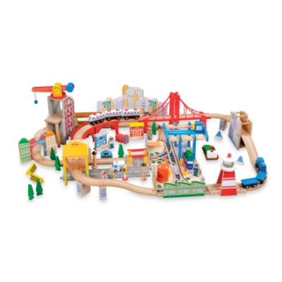 carousel wooden train set 100 pieces