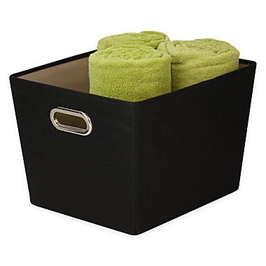 Honey-Can-Do Medium Decorative Storage Bin with Handles in Black. View a larger version of this product image.