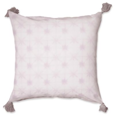 Shibori Tassel Square Floor Throw Pillow in Purple