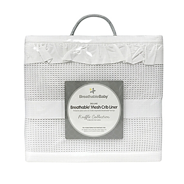 BreathableBaby&reg; Ruffled Deluxe Mesh Crib Liner in White. View a larger version of this product image.