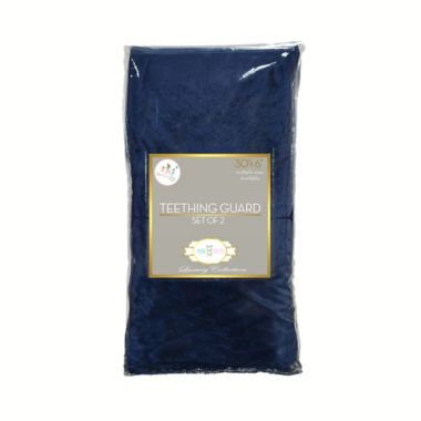 Go Mama Go Designs&reg; 30-Inch x 6-Inch Minky Teething Guard in Navy (Set of 2). View a larger version of this product image.