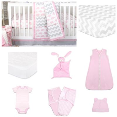 elephant chevron crib bedding