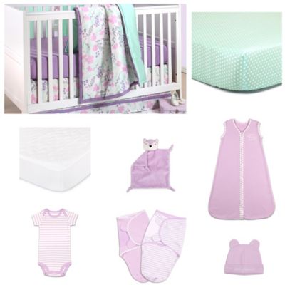 pink and mint crib bedding