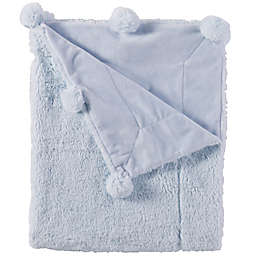 Mud Pie® Reversible Velour/Minky Pom Pom Blanket in Blue