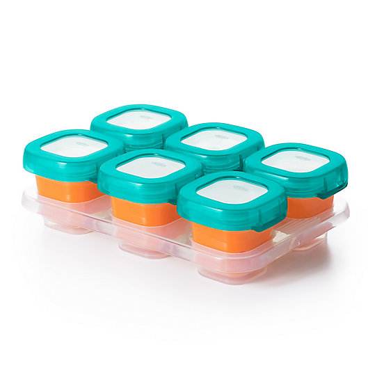 Alternate image 1 for OXO® Tot 2 oz. Food Storage Baby Blocks in Teal (Set of 6)