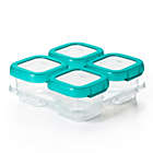 Alternate image 1 for OXO Tot&reg; 4-Pack 4 oz. Baby Blocks Freezer Containers in Teal