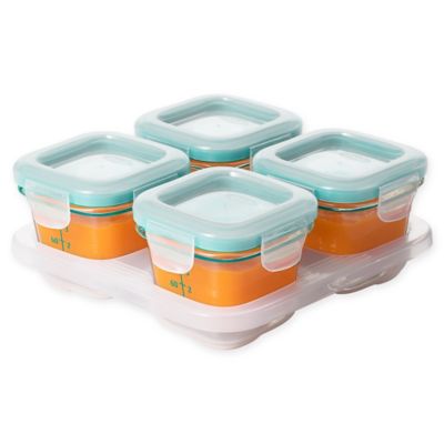 OXO Tot&reg; 4 oz. Glass Baby Food Storage Blocks in Teal (Set of 4)