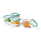 Alternate image 1 for OXO Tot&reg; 4 oz. Glass Baby Food Storage Blocks in Teal (Set of 4)