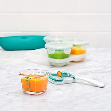 OXO Tot&reg; 4 oz. Glass Baby Food Storage Blocks in Teal (Set of 4). View a larger version of this product image.