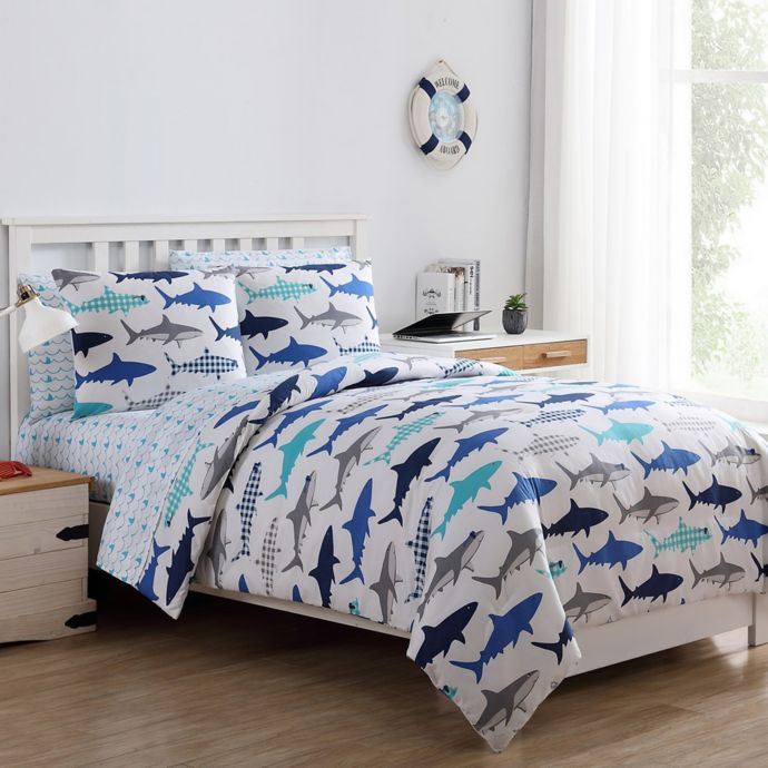 Vcny Home Finn Shark Reversible Comforter Set Buybuy Baby