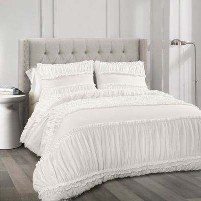 Lush Decor Nova Ruffle 3-Piece Comforter Set in White