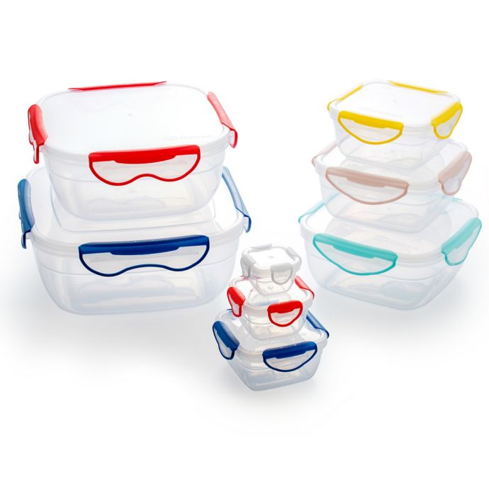 ClipFresh 16Piece Square Food Container Set in Multi Bed Bath and