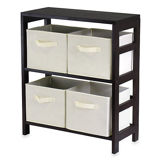 Alternate image 1 for Capri 2-Section Storage Shelf with 4 Foldable Fabric Baskets in Beige