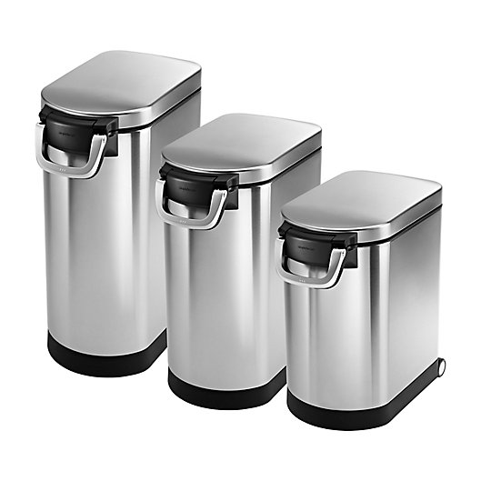 Alternate image 1 for simplehuman® 30-Liter Stainless Steel Pet Food Storage Can