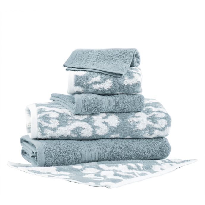 Pacific Coast Textiles 6-Piece Reversible Ikat Damask Bath Towel Set ...