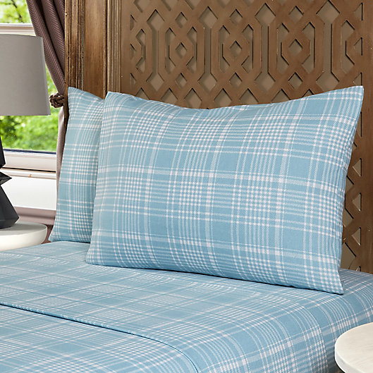 Alternate image 1 for Morgan Home Reo Turkish Cotton Flannel Queen Sheet Set in Blue