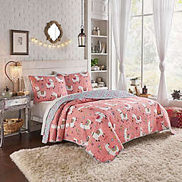 Vue® Llama Drama Reversible 4-Piece King Quilt Set in Coral