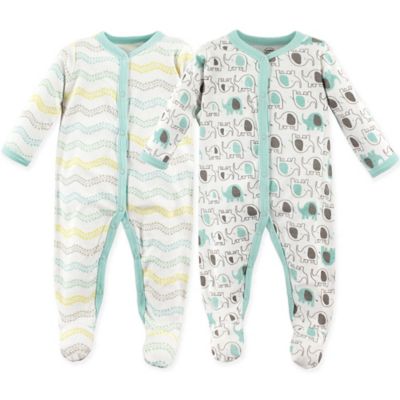 Luvable Friends&reg; Elephants Size 0-3M 2-Pack Snap-Front Sleep and Play Sleepers in Grey