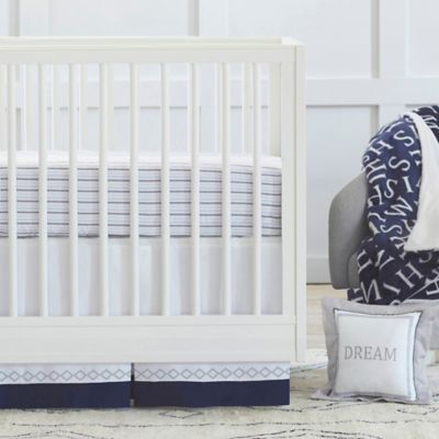 navy and gray baby bedding