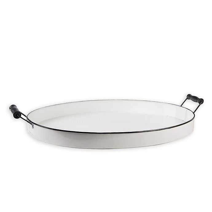 Beyond Large Oval Enamel Serving Tray, Extra Large Round Metal Serving Tray
