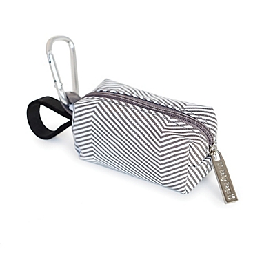 Oh Baby Bags Clip-On Mini Stripes Wet Bag Dispenser in Grey/White. View a larger version of this product image.