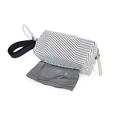 Oh Baby Bags Clip-On Mini Stripes Wet Bag Dispenser in Grey/White. View a larger version of this product image.