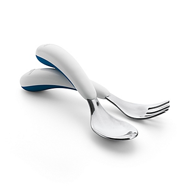 OXO Tot&reg; Fork and Spoon Set in Navy. View a larger version of this product image.