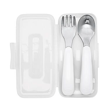 OXO Tot&reg; On the Go Fork and Spoon Set with Travel Case in Teal. View a larger version of this product image.