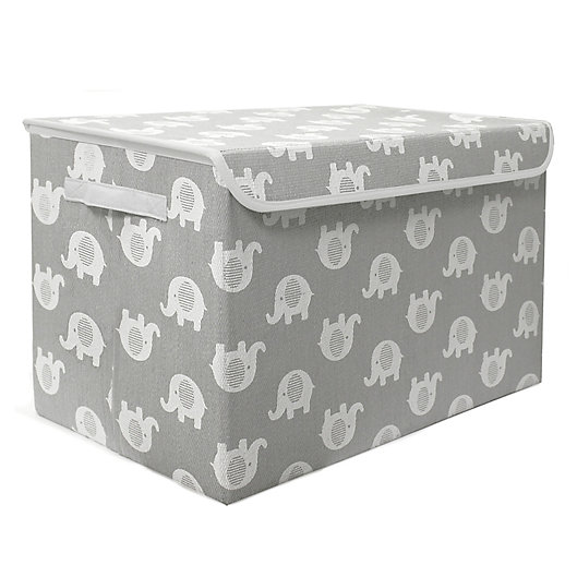 Alternate image 1 for Taylor Madison Designs® Elephant Medium Toy Chest in Grey/White