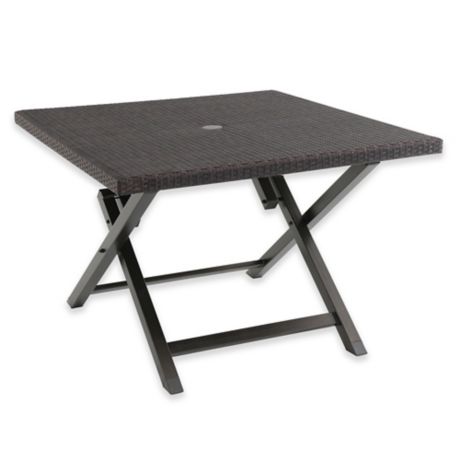 Barrington Wicker 42-Inch Square Folding Patio Table | Bed ...