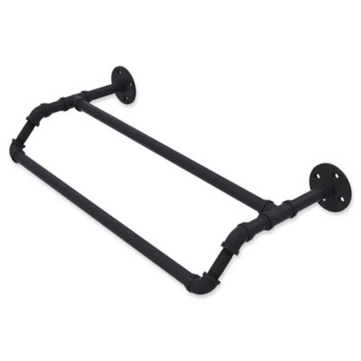 Allied Brass Pipeline Collection 36-Inch Double Towel Bar in Matte Black
