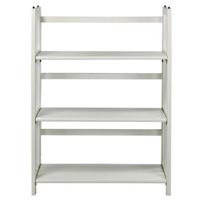 3-Shelf Folding Stackable 27.5-Inch Wide Bookcase in White