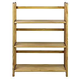 3-Shelf Folding Stackable 27.5-Inch Wide Bookcase in Natural
