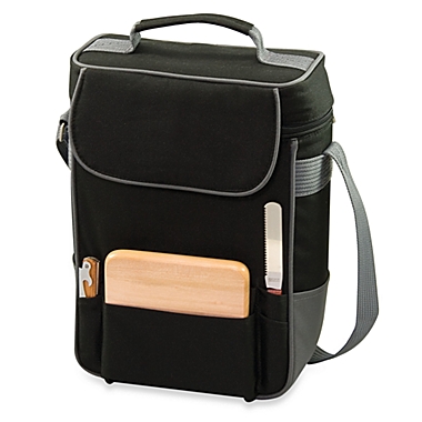 Picnic Time&reg; Duet Insulated Wine and Cheese Tote in Black & Grey. View a larger version of this product image.