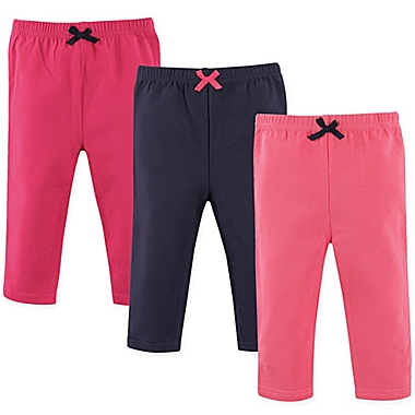 Luvable Friends® 3-Pack Leggings in Dark Pink/Navy | buybuy BABY