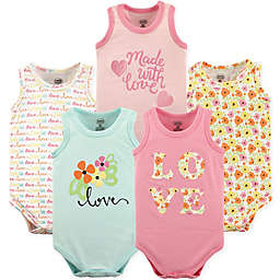 Luvable Friends® 5-Pack "Love" Sleeveless Bodysuits in Pink