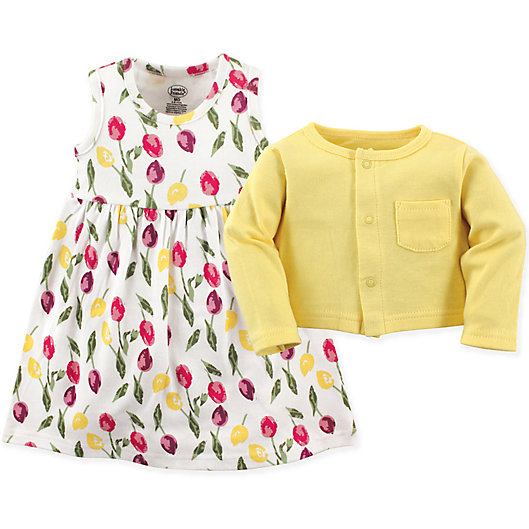 Alternate image 1 for Luvable Friends® 2-Piece Floral Dress and Cardigan Set
