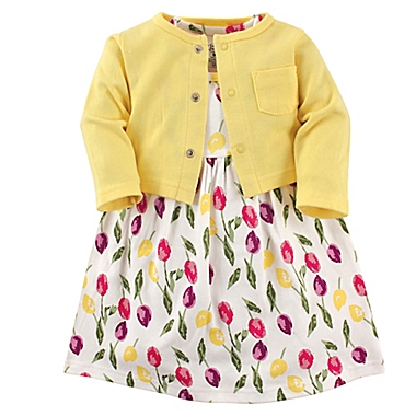 Luvable Friends&reg; Size 6-9M 2-Piece Floral Dress and Cardigan Set. View a larger version of this product image.