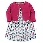 Alternate image 1 for Luvable Friends&reg; Size 3-6M 2-Piece Anchor Dress and Cardigan Set