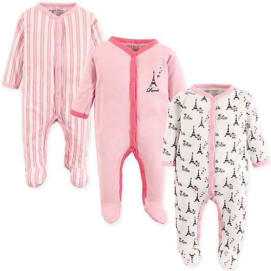 Alternate image 1 for Luvable Friends® Size 6-9M 3-Pack Paris Footies in Pink