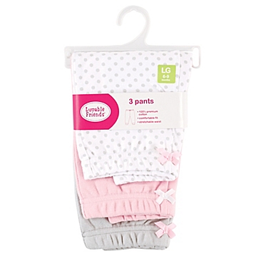 Luvable Friends&reg; Size 3-6M 3-Pack Polka Dot Pants in Grey/Pink. View a larger version of this product image.