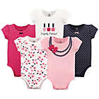 Alternate image 0 for Little Treasure Size 0-3M 5-Pack Polished Bodysuits in Pink