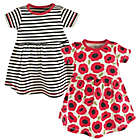 Alternate image 0 for Touched by Nature Size 0-3M 2-Pack Poppy Short Sleeve Organic Cotton Dresses in Black/Red